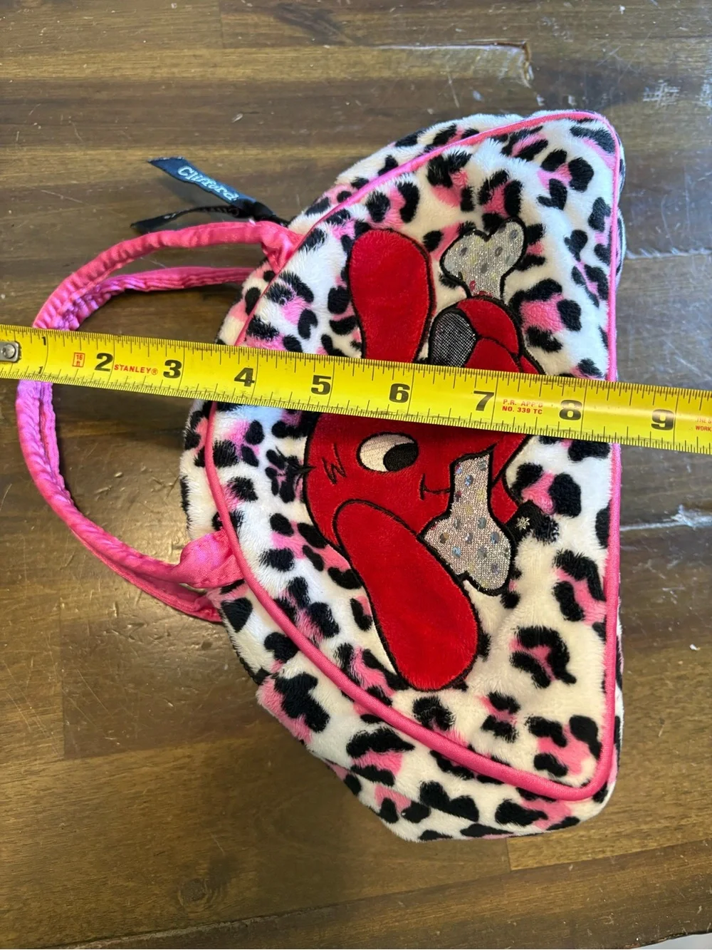 Vintage Clifford The Big Red Dog Pink Leopard Plush Mini Purse Douglass Toys Y2K